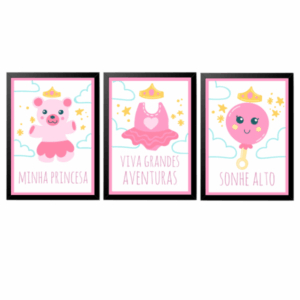 KIT 03 Quadros 20x30 Menina