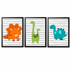 Kit 03 Quadros Infantis Dinossauros 20X30